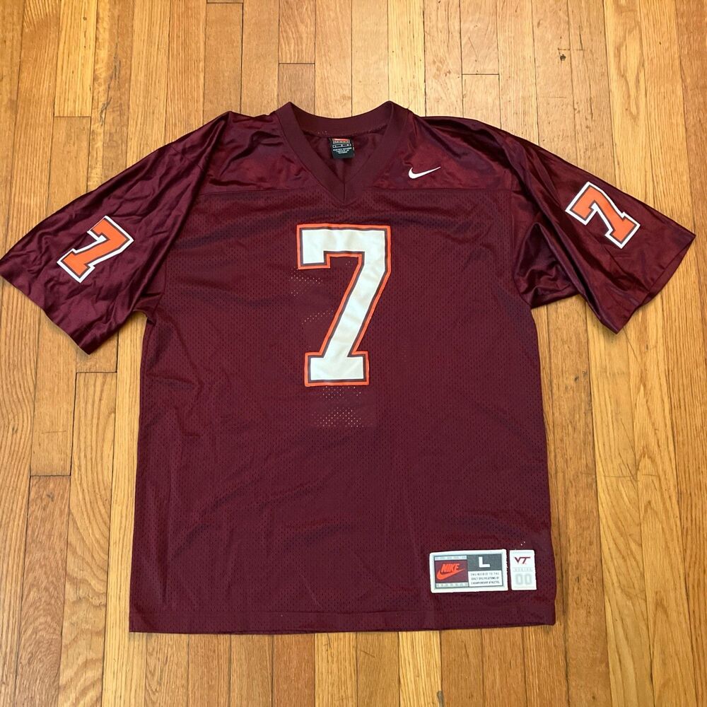 Vintage Virginia Tech Hokies Jersey Mens L Maroon Nike Michael Vick Sewn